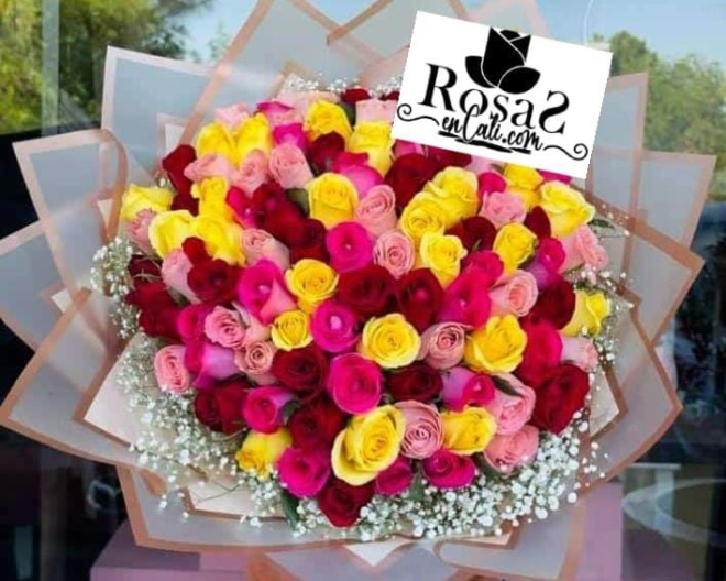 Bouquet 100 rosas surtidas flores en cali